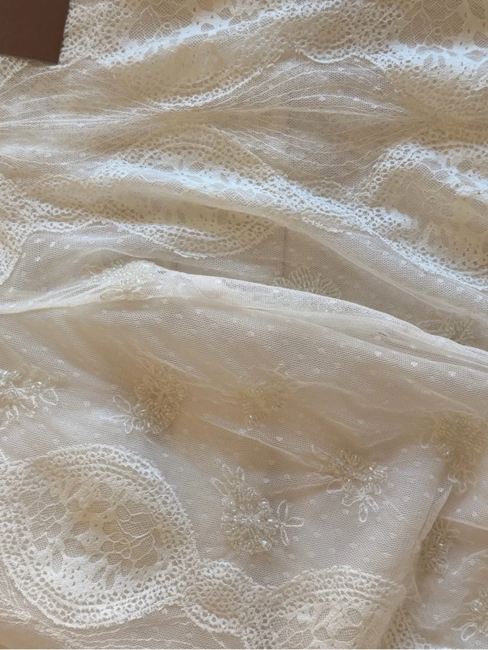 Anthropologie White Sheer Lace Puff-Sleeve Blouse